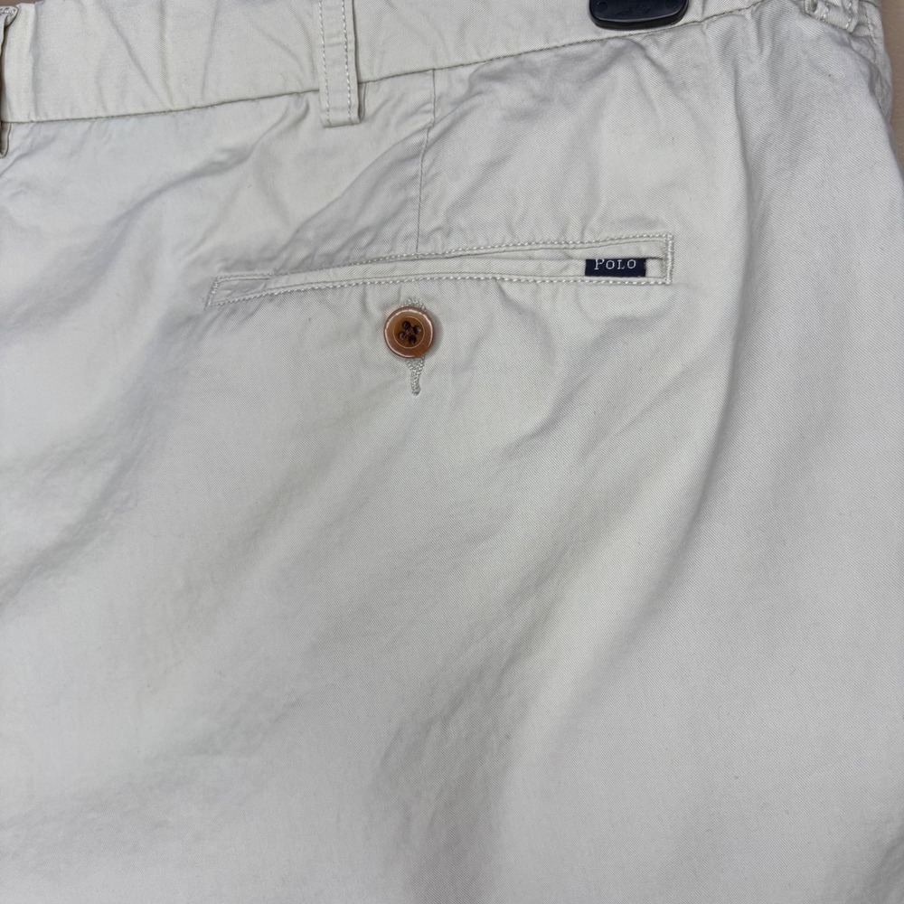 Polo Ralph Lauren Men Sz 42 Chino Shorts Classic Fit Cream Tan Pima Cotton - Picture 6 of 9